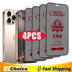 4 - Pack Matte Ceramic Privacy Screen Protector - Anti - Spy Film - HD Privacy Ceramic (For iPhone XS)