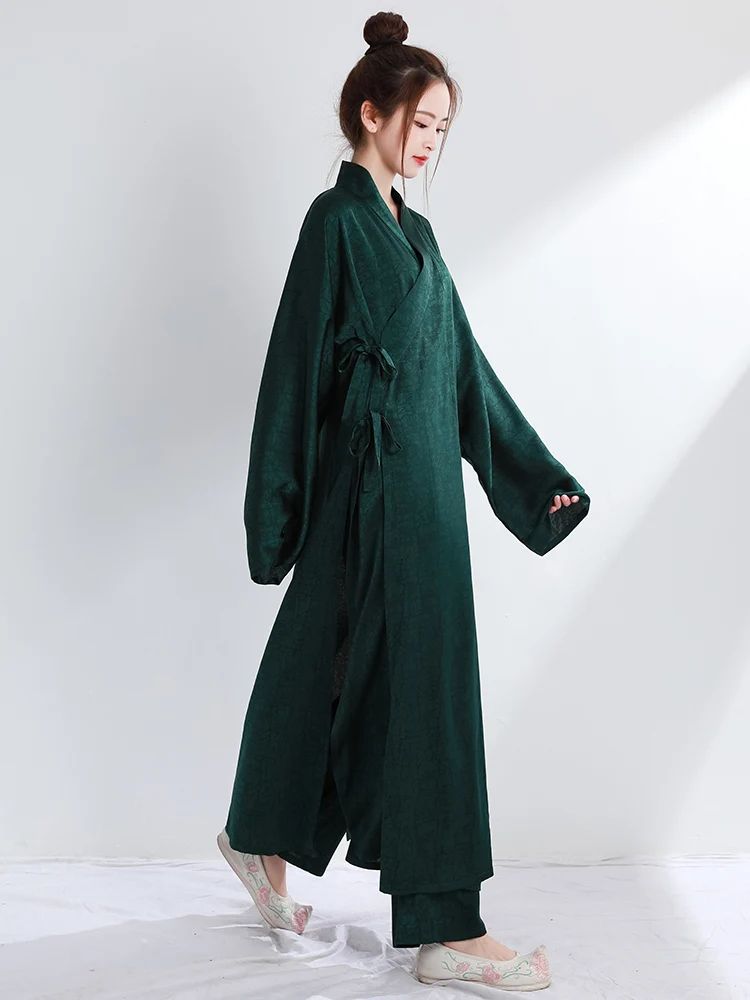 jacquard-satin-tight-sleeves-lining-robe-hanfu-inner-cross-collar-long-shirt-robe-elastic-middle-pants