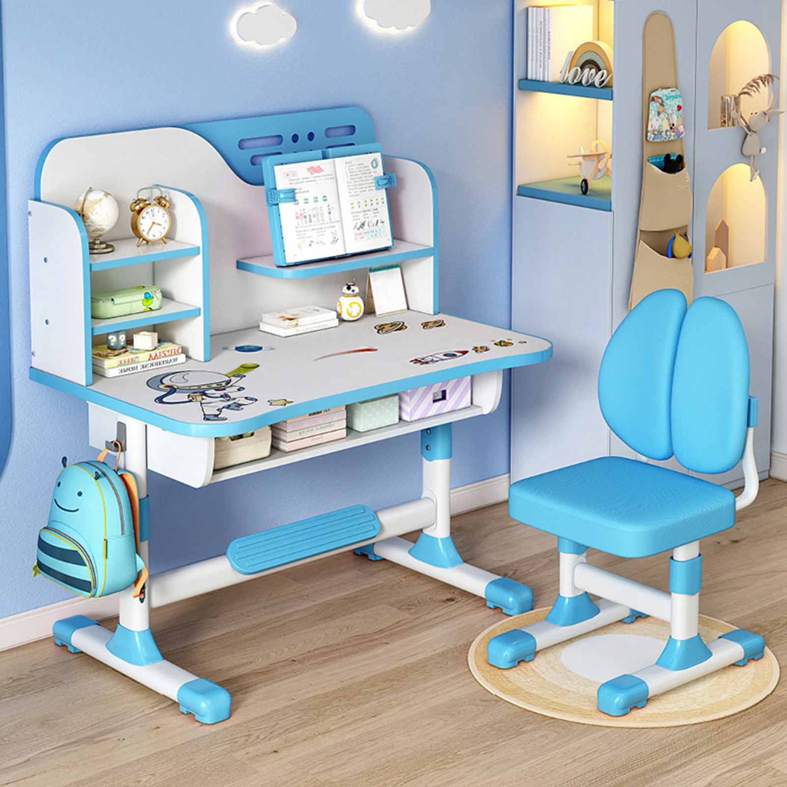 Children's study desk, adjustable desk, primary and secondary school students' writing chair, household writing desk