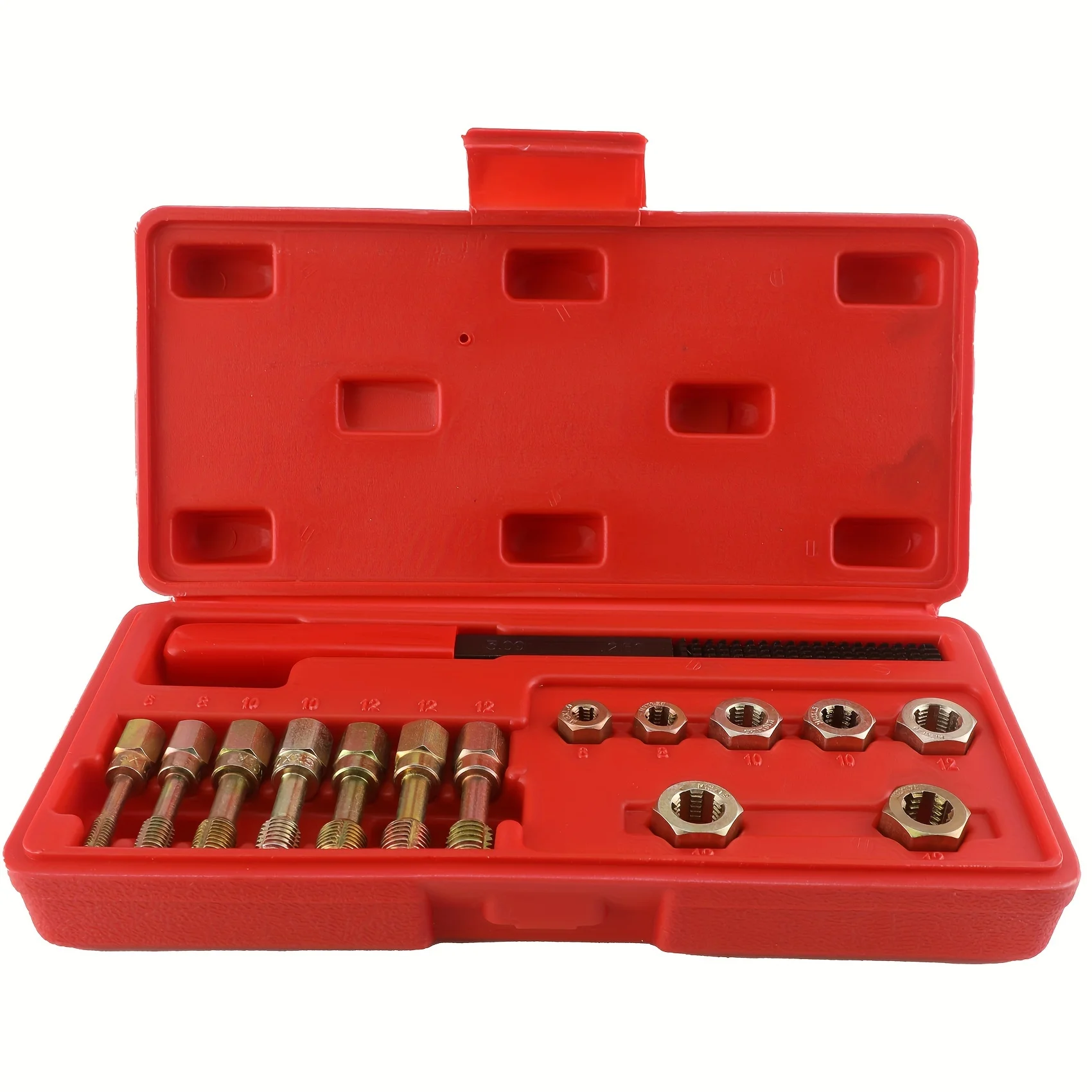 Набір для нарізання метричних різьблення з 15 предметів. Набір для відновлення різців. Універсальний M6 M8 M10 M12. Розміри. Реставратор різьби з футляром.