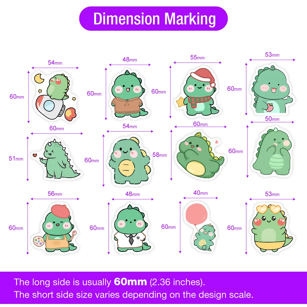 Cartoon Green Dinosaur Stickers Fun DIY Kids Toy Gift Decal for Laptop Phone Scrapbook Luggage Bottles Decorative Waterproof cartoon stickers decorative stickers animal stickers cartoon sticker