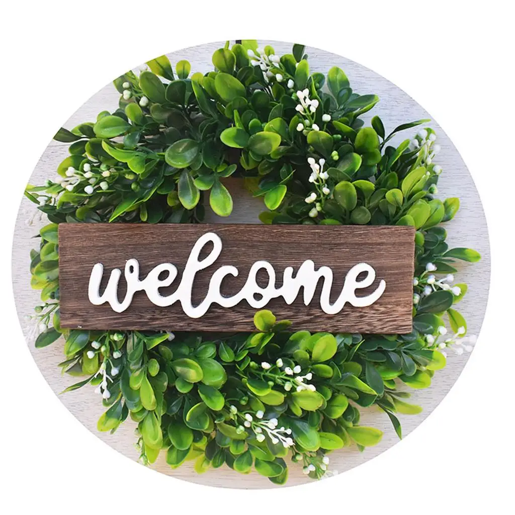 Artificial Eucalyptus Garland Welcome Sign, Front Door Wreath Home