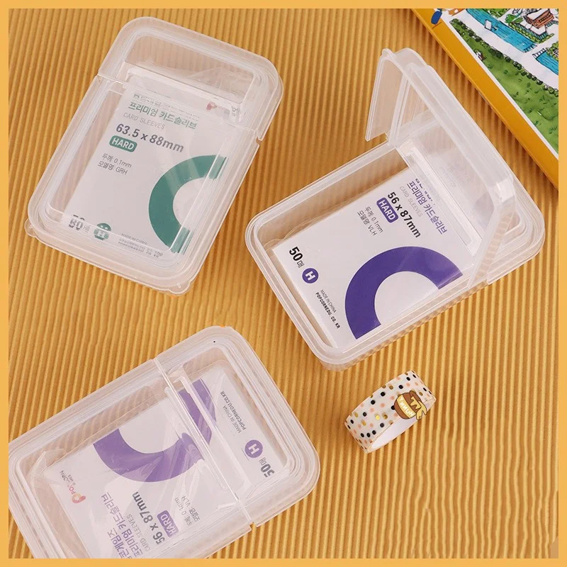 Transparent Flip Small Card Storage Box Clear Card Sleeve Protector Case Box For Popcorn DIY Korean Idol Photo Organizer card protector idol card protector photo card holder photo card binder