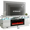 Fireplace TV Stand with Fireplace, Modern High Gloss Fireplace Entertainment Center LED Lights, 2 Tier TV Console Cabinet 6