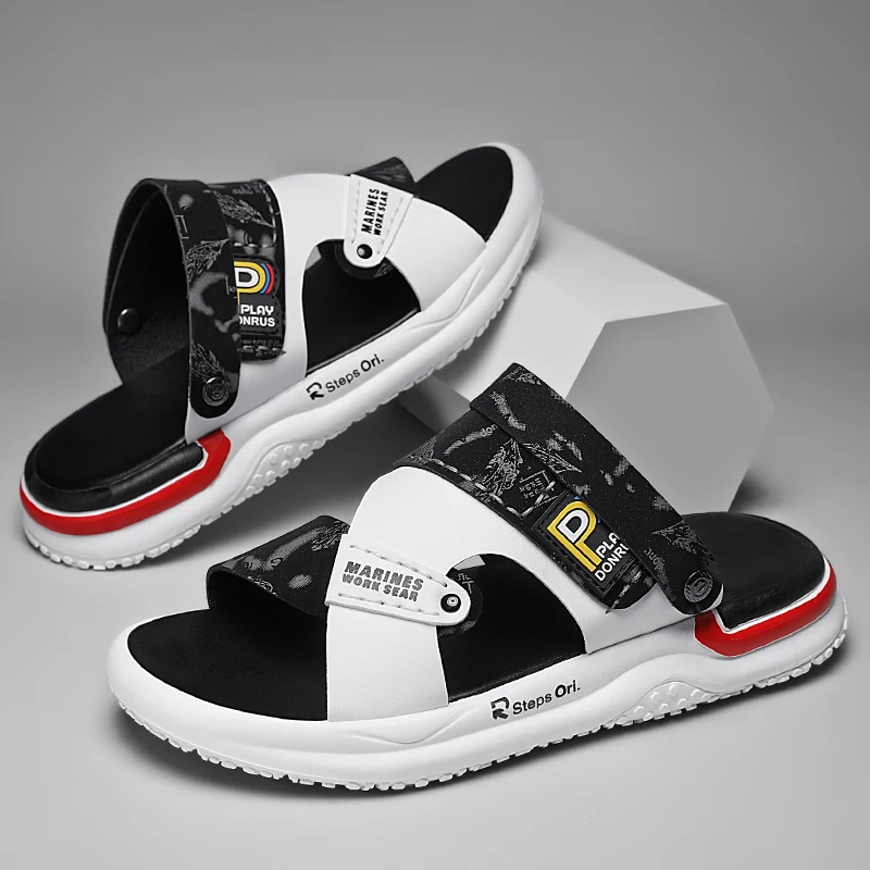 

Fashion Mixed Color Breathable Casual Sandals Comfortable Soft Elastic Anti Skid Men's Sandals Quick-drying Two-wear Slippers