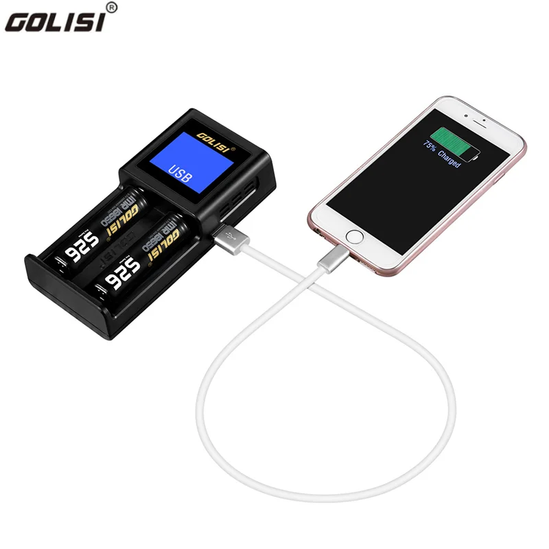 Original Golisi s2 Carregador de Tela Lcd Maior Compatível com 20700 26650 18650 Li-ion Recarregável 2-slots - Image 2
