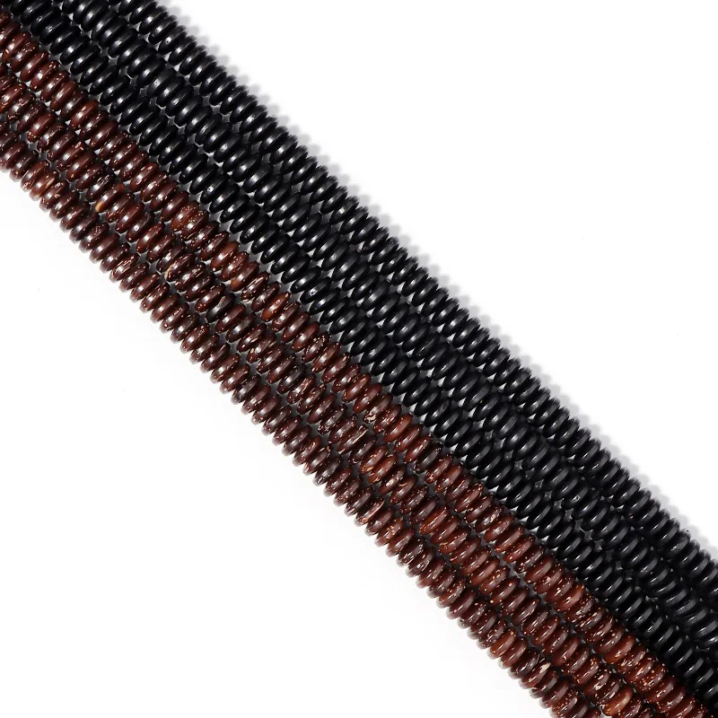 

1 String Natural Wood Coconut Shell Beads Black Brown Flat Round Loose Spacer Bead 8mm for DIY Jewelry Bracelets Making Charm