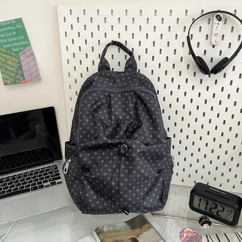 Versatile Polka Dot Women's Backpack Lightweight Nylon Backpack Bag School Bag For Students Travel Use 1