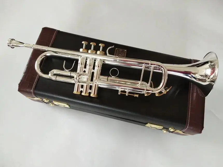 Stradivarius Top Trumpet LT197S-99 Music instrument Bb Trumpet gold plated professional grade music Free