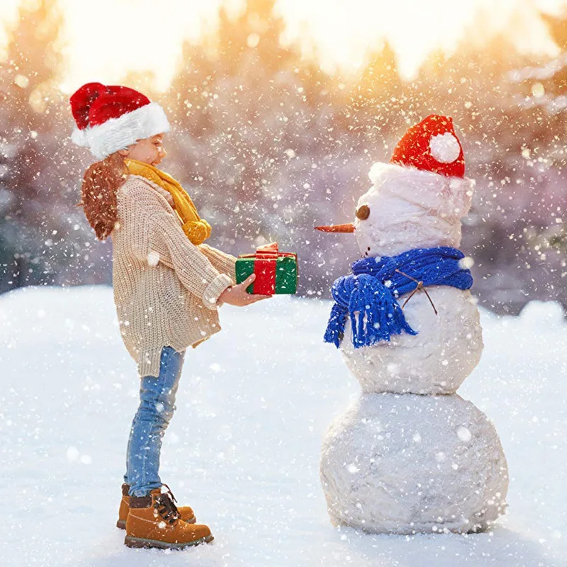 Christmas Hats New Year Thick Plush Hat Adults Kids Hat Christmas Decorations For Home Xmas Santa Claus Gifts Warm Winter Cap