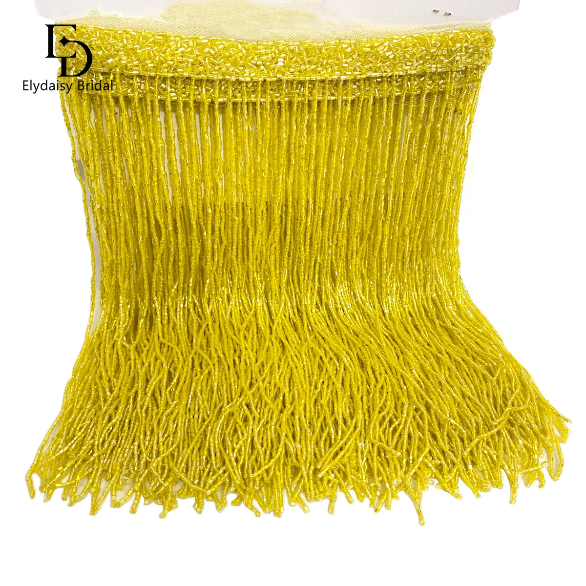 25cm Long Yellow Delicate Beads Tassel Fringe Curtain Decoration Bridal Wedding Sewn Clothes Accessories Lace Trim 2 Yards