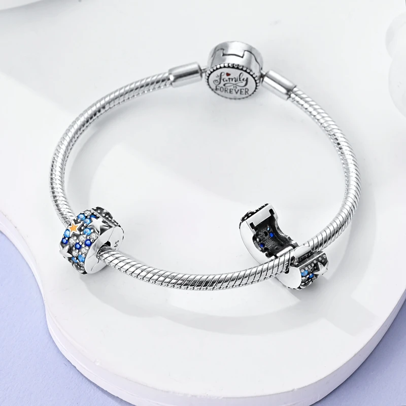 Silberne Clips aus 925er-Sterlingsilber, Sterne, Mond, Sonne, Gänseblümchen-Clip-Charms, Schmetterling, Sicherheitskette, passend für Original-Armbänder, DIY-Schmuck, Geschenke – Detail 23