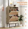 Shoe Cabinet, Shoe Storage Cabinet with 2 Flip Drawers, Slim Shoe Storage Rack with Charging Station for Entryway Hallway Living 3