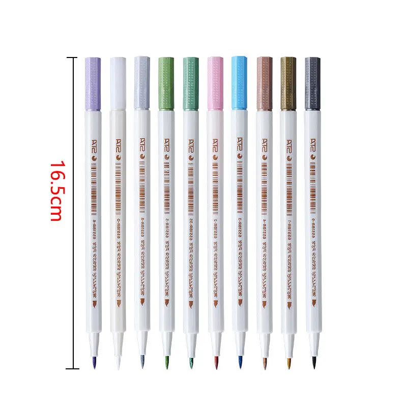 Color Marker Pens 10 PCS Brush tip Waterproof Oily Ink for Art Manga