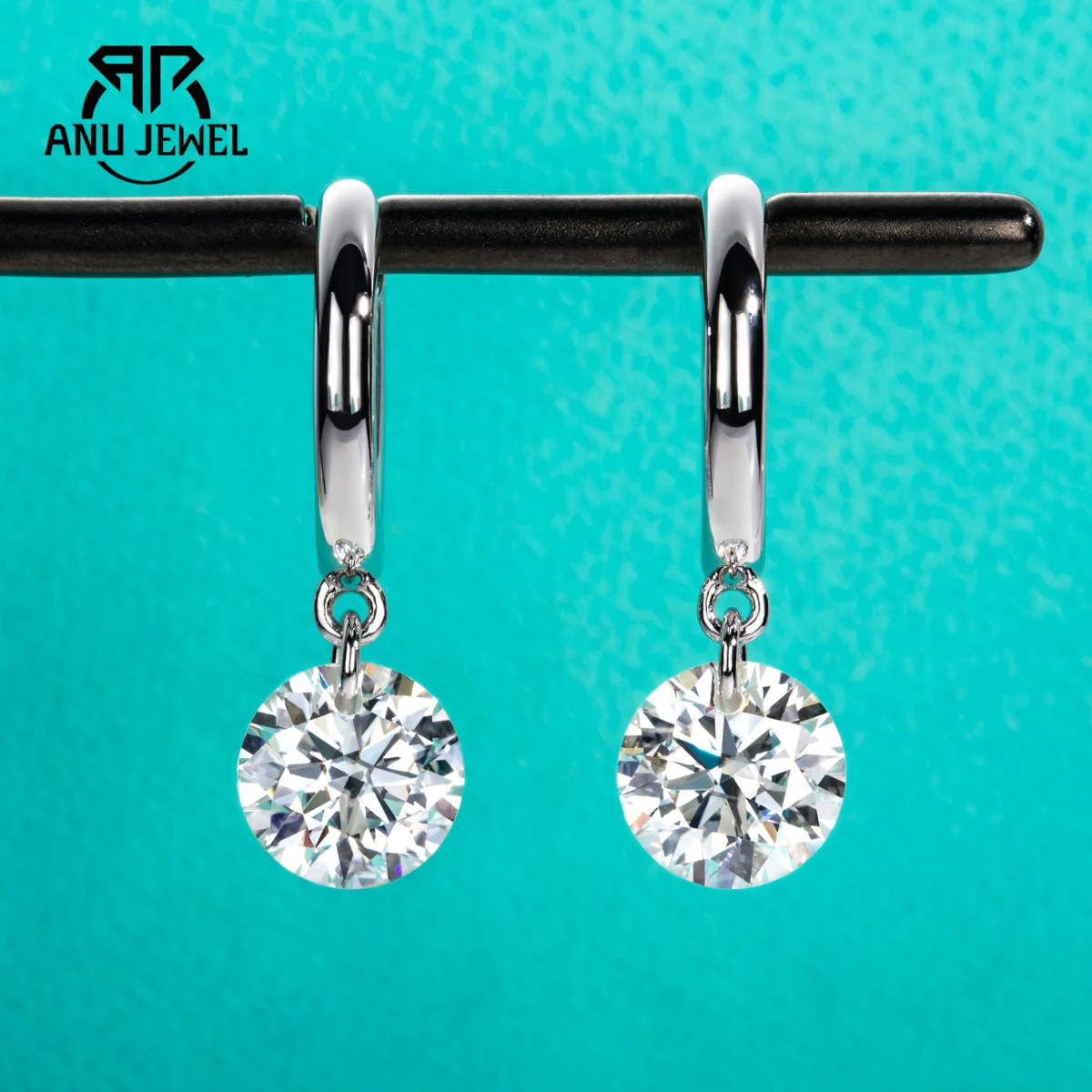 AnuJewel 4cttw Moissanes Hoop Orecchini da donna in argento sterling 925 creato in laboratorio Orecchini pendenti con diamanti Commercio all'ingrosso di gioielli da donna  36