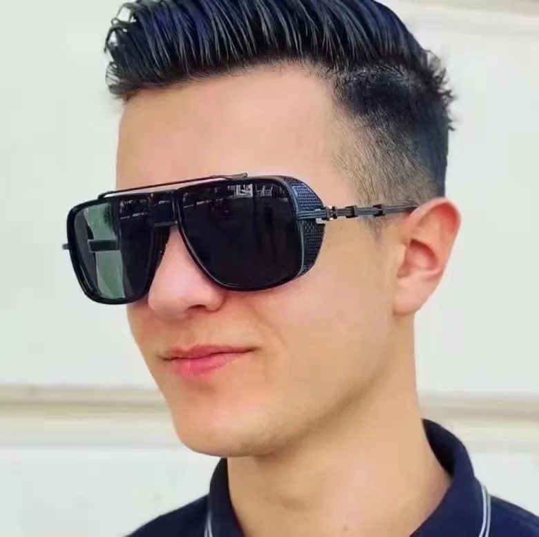 AOZE2022 Fashion h Six Limited Edition Style SteamPunk Sunglasses Men Cool Vintage Side Shield Brand Design Sun Glasses_voghion.com