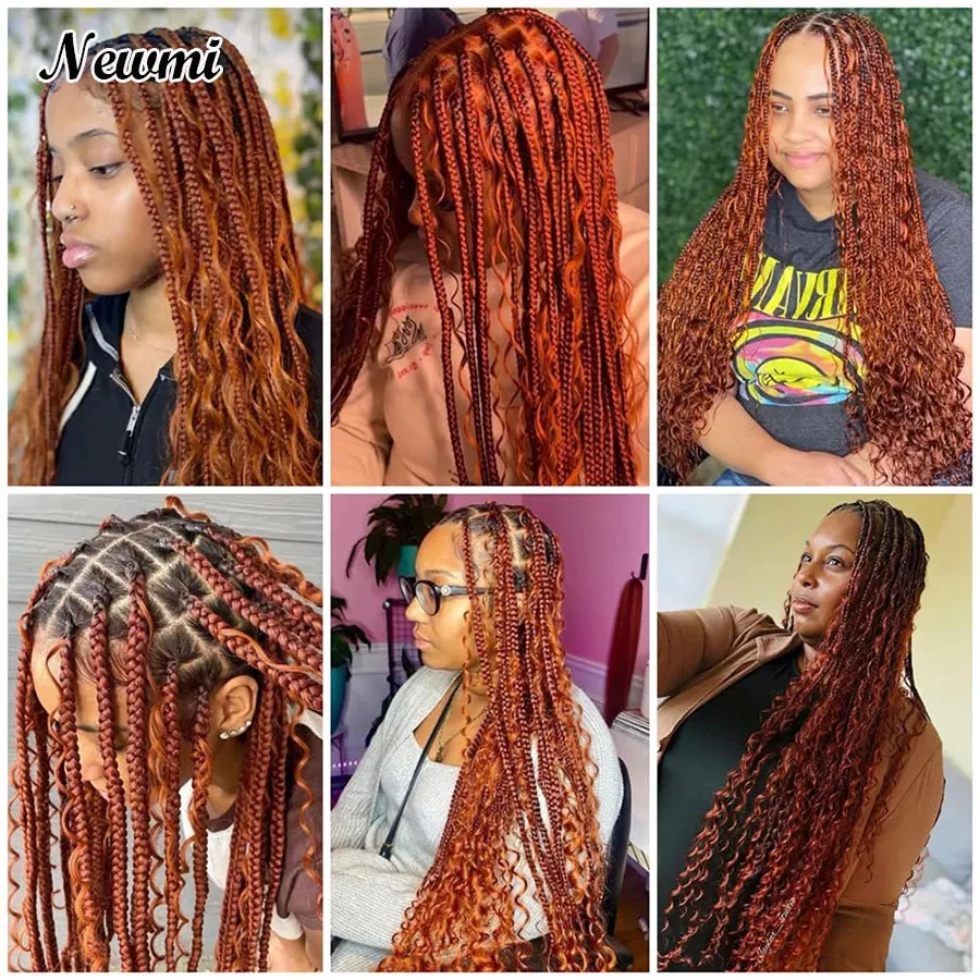 28 inches Ginger Boho Braids Bulk HairDeep Wave No Weft 350