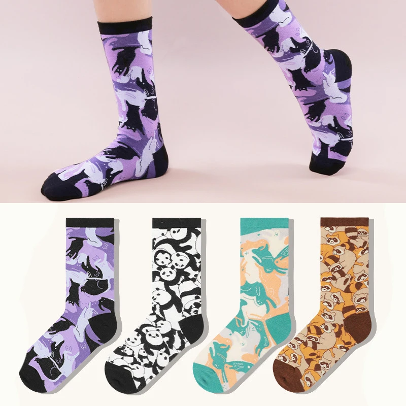 

2022 Spring and Summer New Product Animal Series Socks Female Original Tube Socks 200 Gauge Cotton Socks Casual Couple Socks