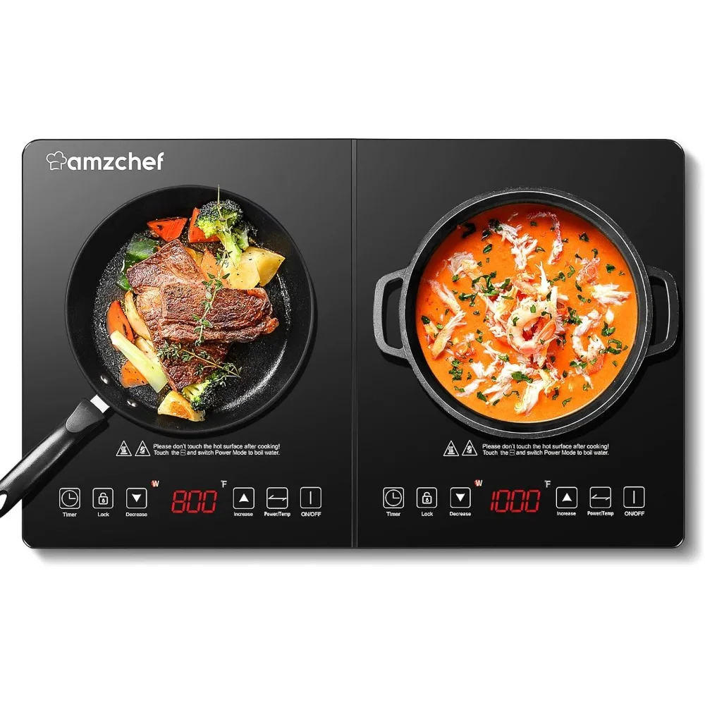 

Double Induction Cooktop Induction Cooker 2 Burners, Low Noise Electric Cooktops With 1800W Sensor Touch