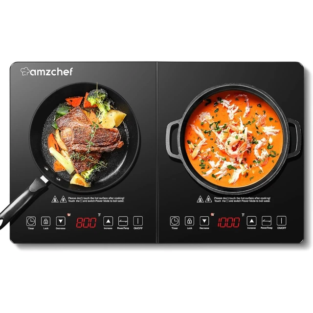 Electric Cooktop 110v,Single Burner Electric Stove Infrared Cooktop Hot  Plate 1800W,4-Hour Setting,Black Crystal Glass Surface Compatible for All