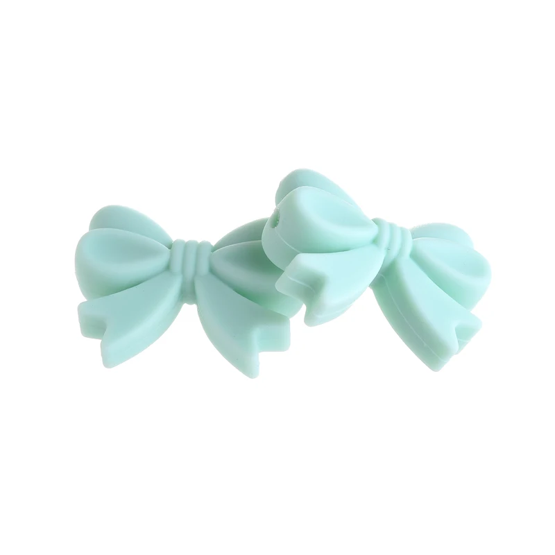10Pcs Silicone Beads DIY Baby Teething Bow Tie Beaded Pacifier Chain Necklace Bracelet For Nursing Teether Pearls Chew Safe Toy 4