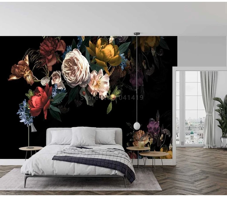 europeu pastoral flores rosa fundo fresco decoração