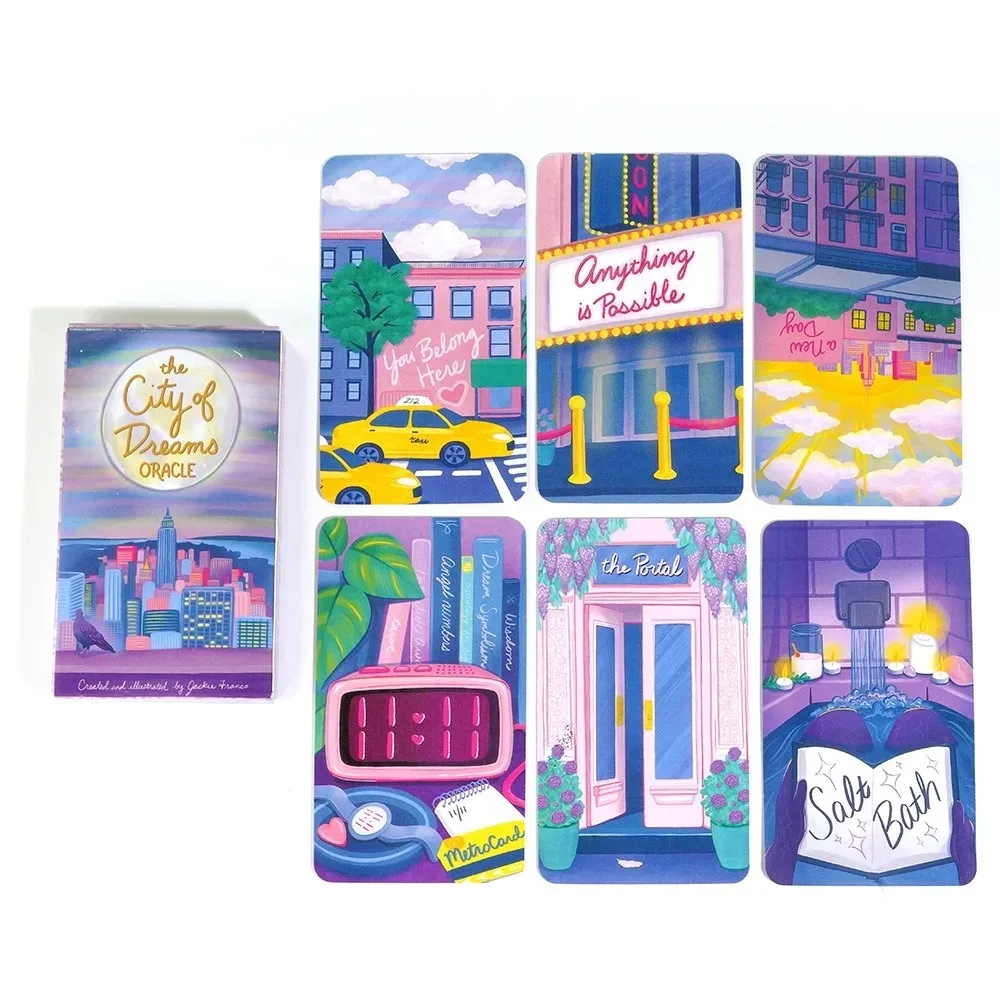 

10.3*6cm The City of Dreams Oracle Deck 35 Pcs Cards A Sweet and Supportive Collection of Hand-illustrated Pastel Scenes