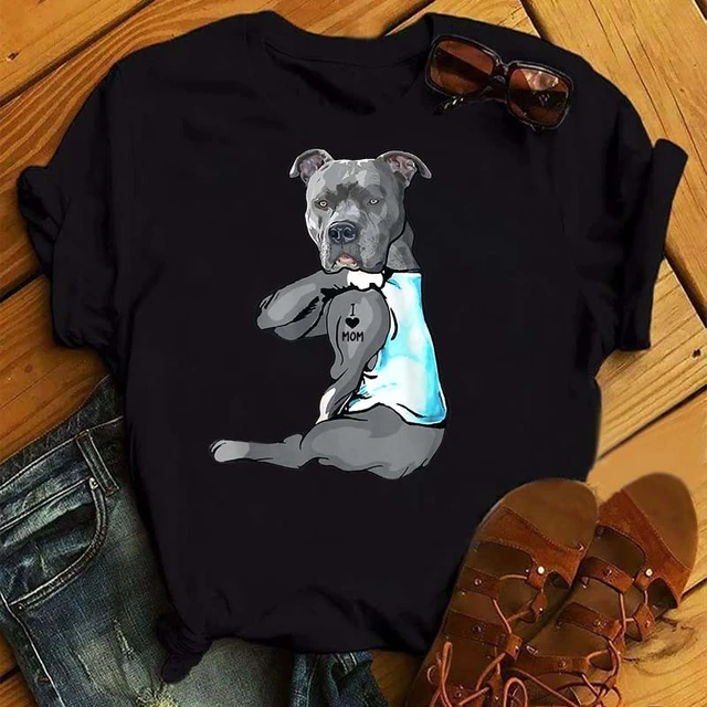 Camiseta con estampado de I Love Mom para mujer, Tops con estampado de  perro divertido, camiseta de perro Harajuku, camiseta estampada de manga  corta, ropa para mujer - AliExpress