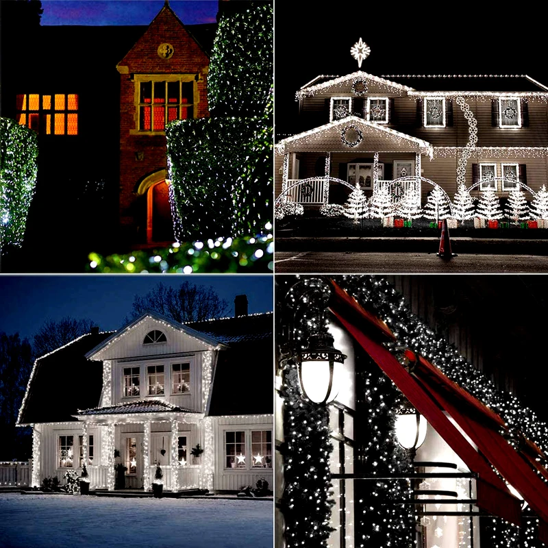 Outdoor LED Solar Fairy String Light Waterproof Garden Decoration Garland 8Modes Copper Wire Light For Street Patio Christmas