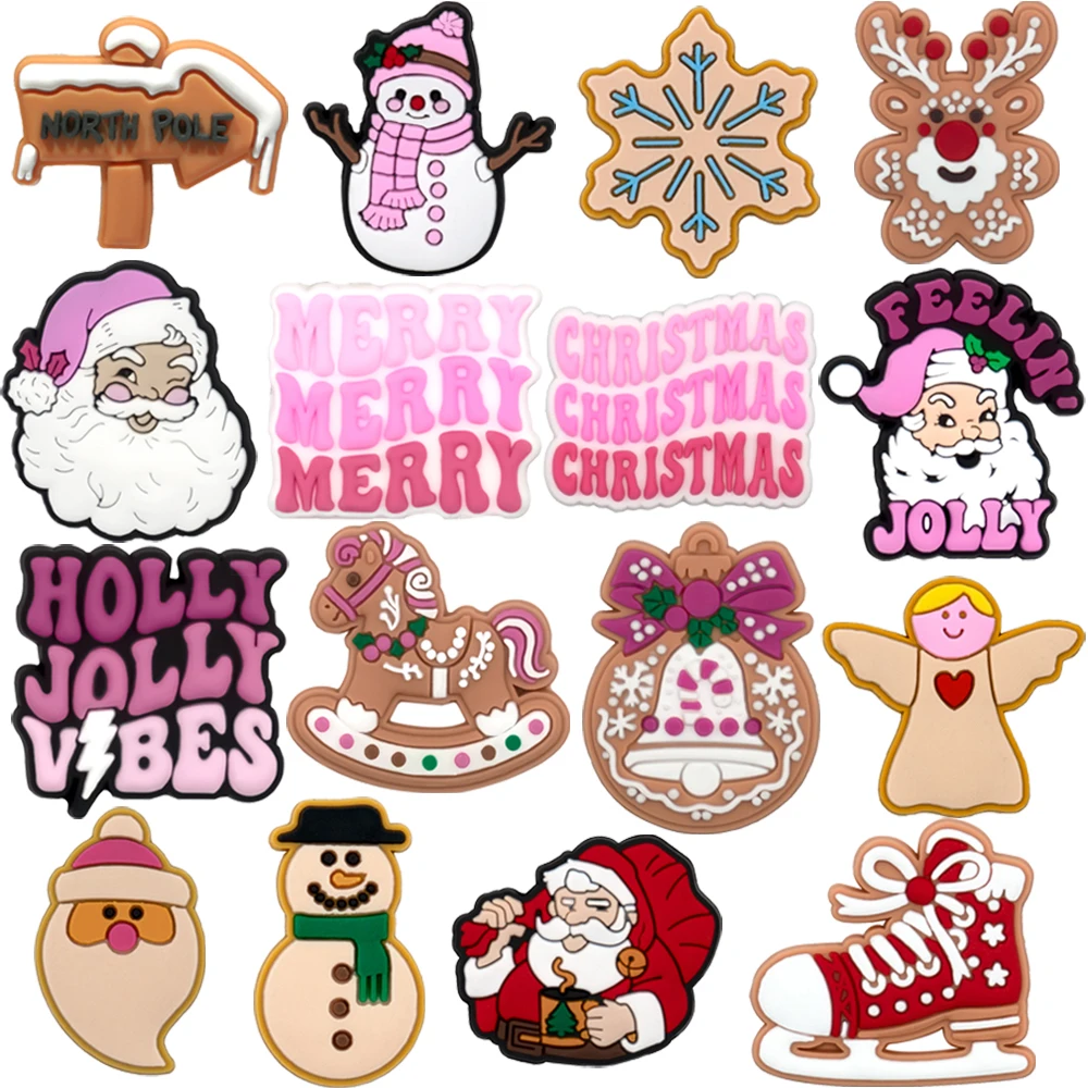 1/16pcs Merry Christmas Shoe Charms Deer Snowman Santa Claus Shoe Decorations Women Kids Favor Christmas Gifts Sandals Accessory