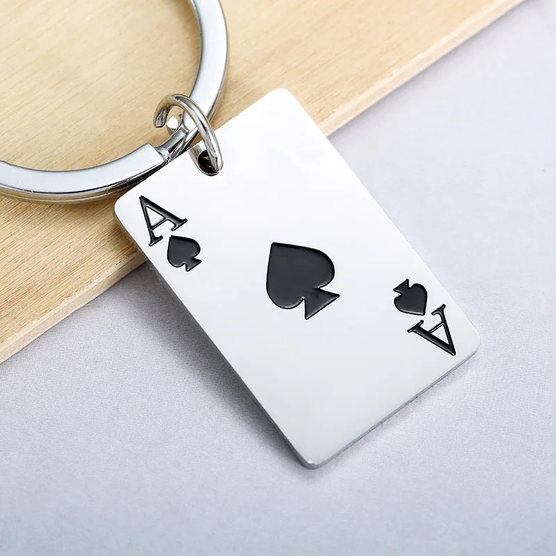 Porte-clés En Métal Chromé - Dés à Jouer Argentés Motif Poker - Neuf Sans étiquette - Unisexe