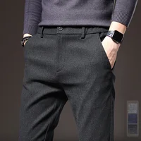 2025 New Autumn Winter Casual Pants Men Thick Business Fashion Korea Slim Fit Stretch Trousers Male Outdoors Gift Brand Clothing