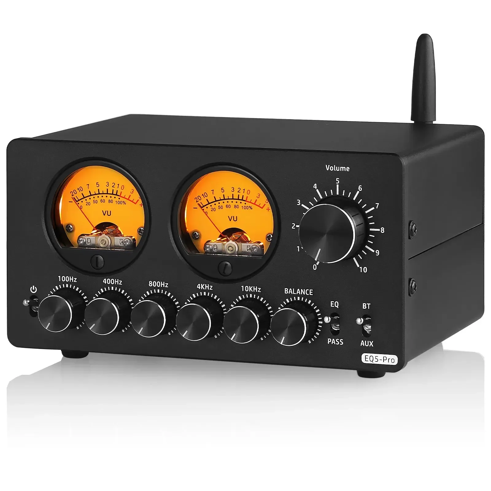 Bluetooth Audio Processor EQ5 PRO 5-Band Preamp EQ Equalizer 3.5mm AUX Analog for Speaker/Amplifier with VU Meter