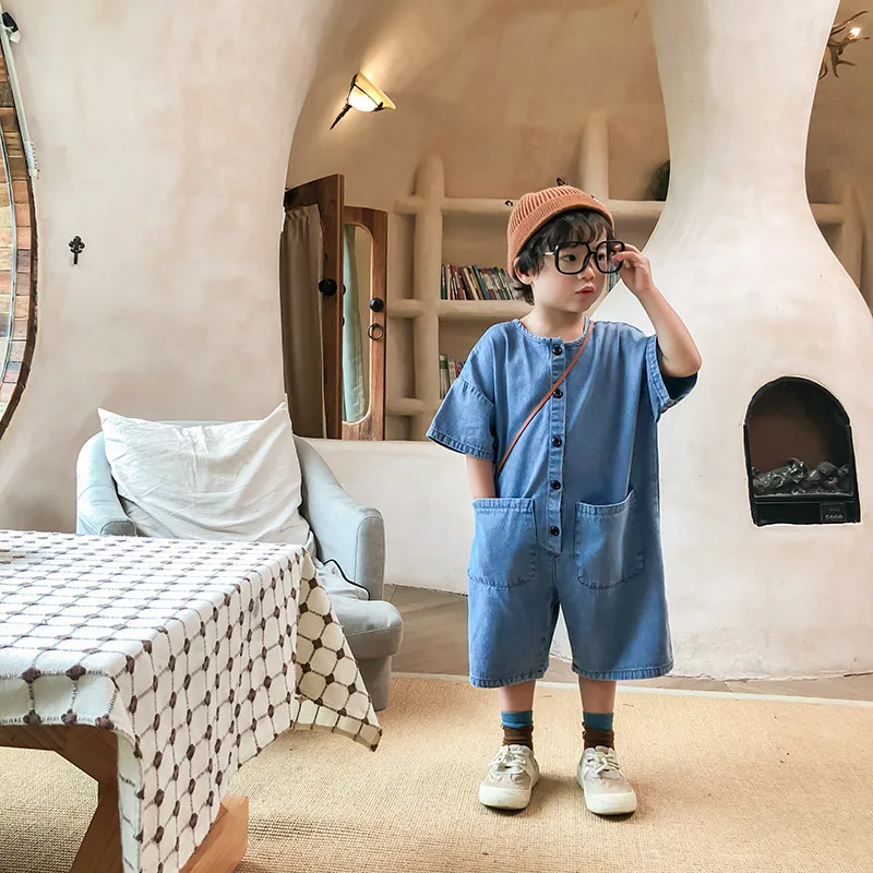 

Kids Denim Jumpsuit Children's Jeans Overalls For Girls Boys Shorts Rompers New Summer Baby Toddler One Piece Clothes Pants