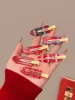 Red Plaid  Knot Sl Hair Clip Women's Side Bangs Dubill Clip Hair Accories College Sle Hair Card Winter