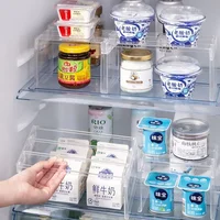 Support de rangement pour réfrigérateur, organisateurs de réfrigérateur, étagères de séparation superposées, support de bureau Transparent permettant de gagner de l'espace, accessoires de cuisine 3
