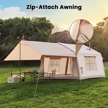 Inflatable Tents for Camping, Blow Up Tent with Hand Pump, Easy Setup Inflatable Hot Tent with Stove Jack, Waterproof Oxford Air 2