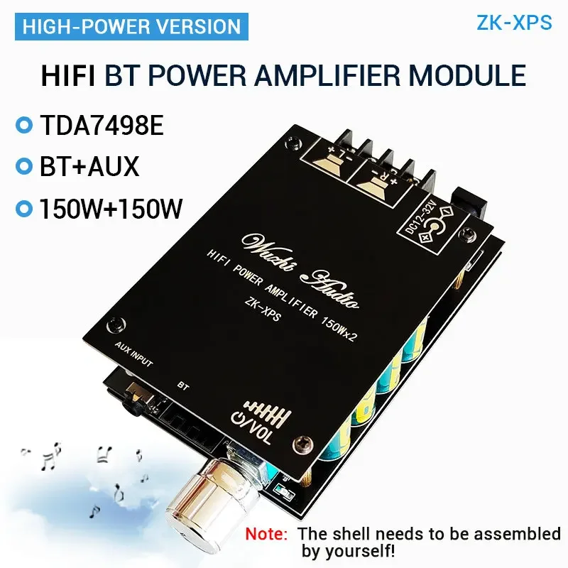 150W + 150W TDA7498E 오디오 전력 증폭기 이퀄라이저 BT 5.0 스테레오 서브우퍼 HiFi 클래스 D 디지털 음악 홈 시어터 AUX AMP