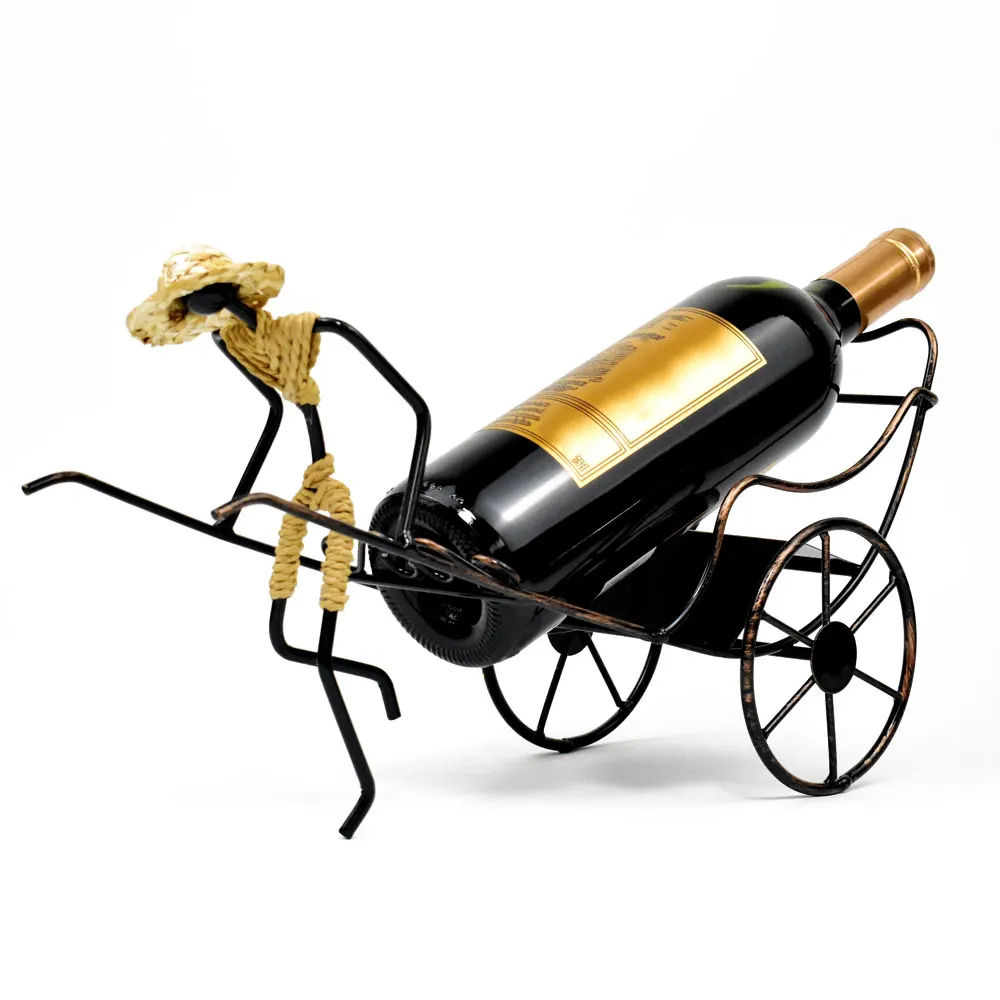 

H Wine Rack Bottle Holder Nostalgic Style Rickshaws Retro Iron Art Wine Rack Display Shelf Desktop Decoration Home Decor Display
