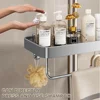 Aluminum Shower Shelf with Towel Rack Bathroom Shelf Without Drilling Soap Shampoo Holder Shower Tray Bathroom Organizer 5