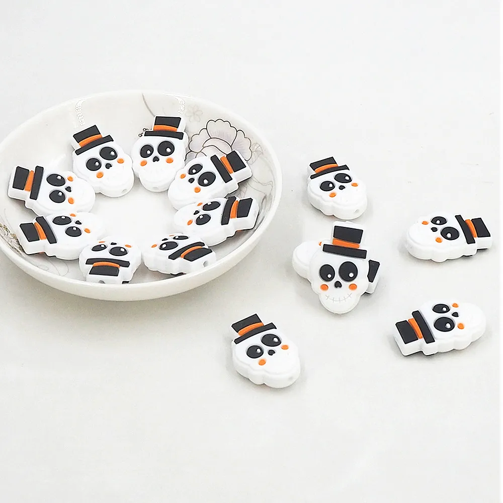 

Chenkai 50PCS Halloween Skull Beads Silicone DIY Focus Beads BPA Free Infant Chewable Dummy Necklace Pacifier Toy Accessories