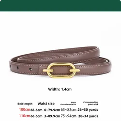 Elegant Women's Leather Belt - Versatile Fashion Accessory - 110cm (One by one the gold)
