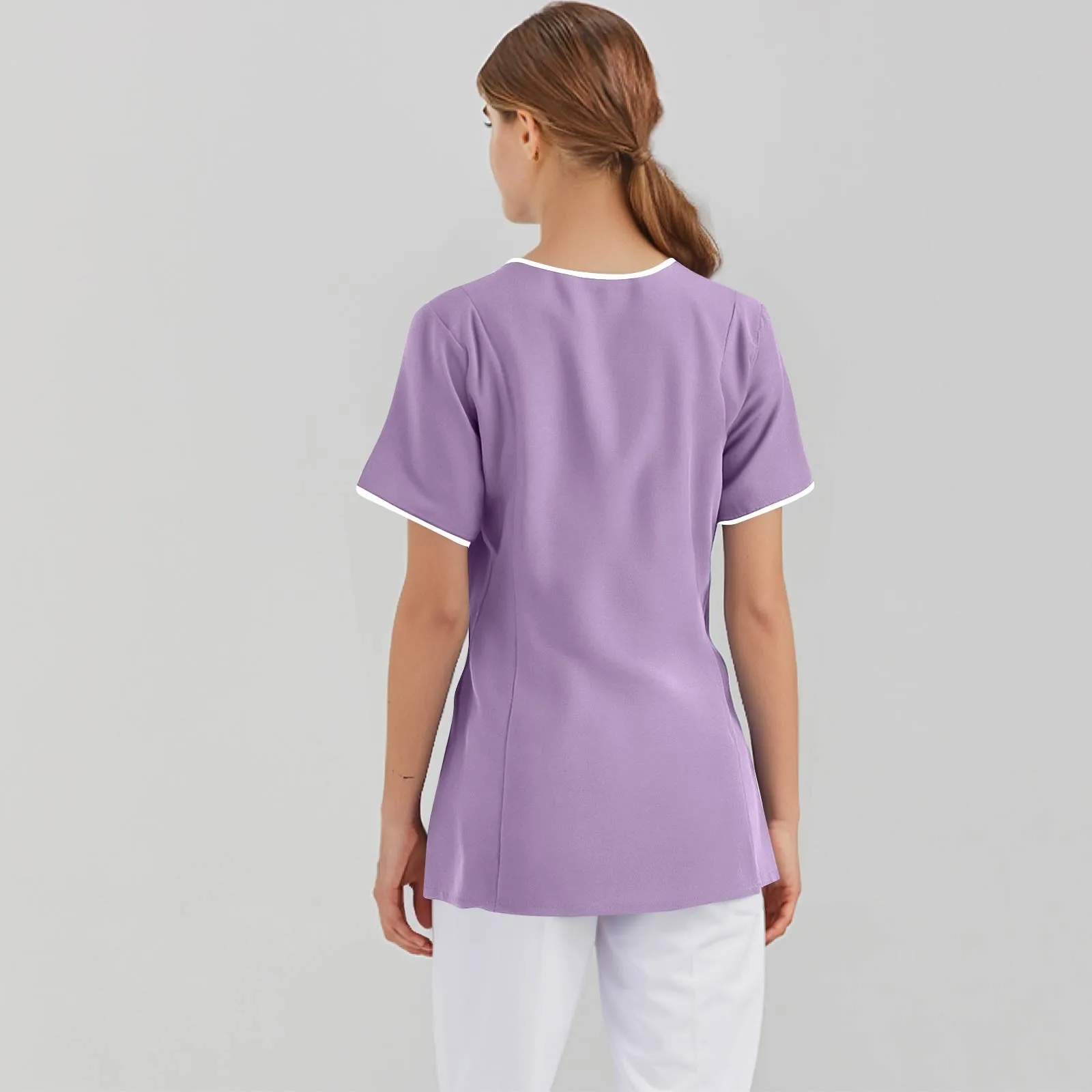 Ropa de trabajo clínica, uniforme de enfermera médica, Top de manga corta, ropa de médico, blusa médica de Color sólido,