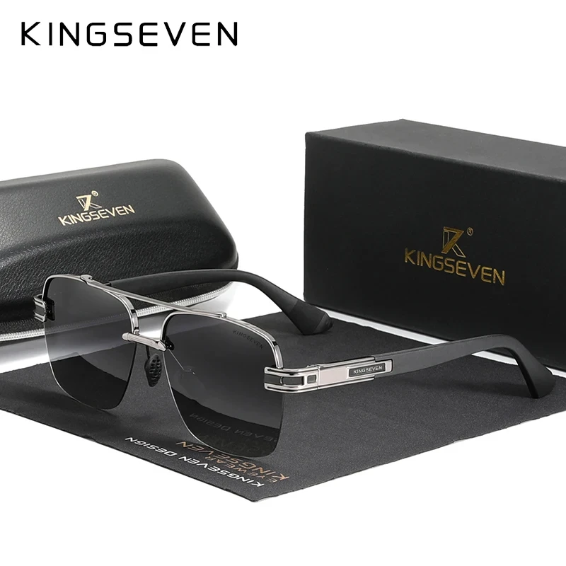 KINGSEVEN Mode Halb-rahmen Sonnenbrille Männer Polarisierte UV400 Gläser Frauen Platz Großen Rahmen Luxus Anti-glare Fahren Brillen