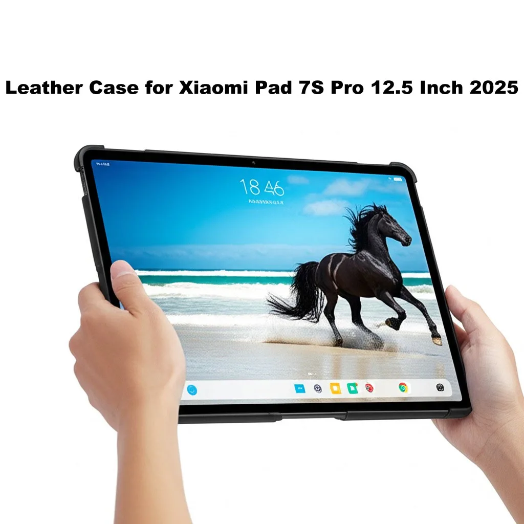 Premium Leather Tri-Fold Case with Auto Sleep/Wake