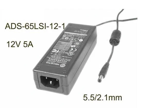 

Laptop Power Adapter, ADS-65LSI-12-1, 12V 5A, Barrel 5.5/2.1mm, IEC C14