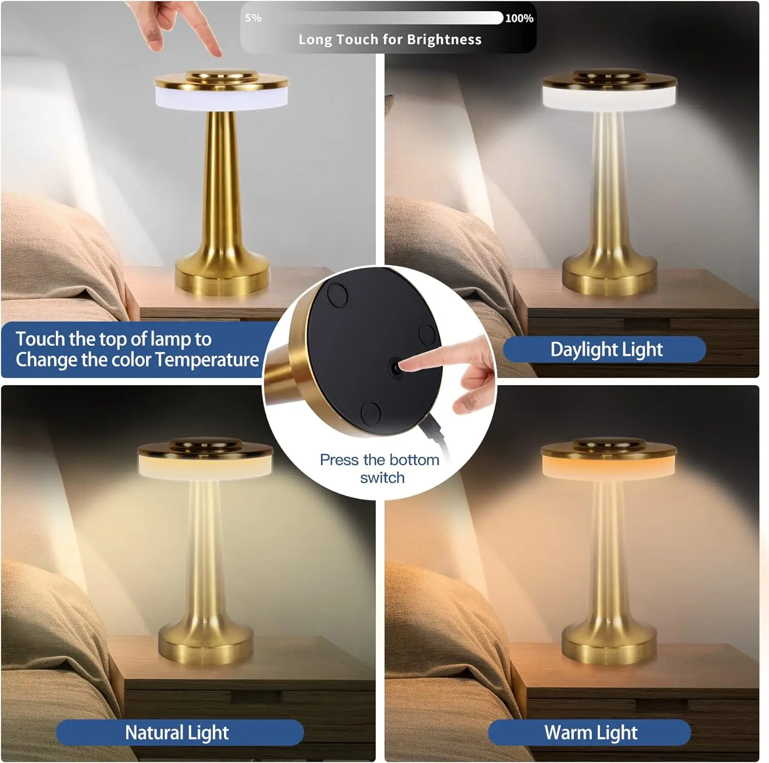 Retro Bar Led Table Lights Usb Rechargeable Desk Lamp Room Decor Dimmable Night Light Camping Light Bar bedroom Decor Lights