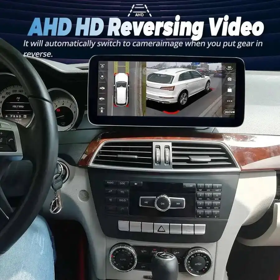 Autoradio Android Auto Carplay con schermo touch da 10,25 pollici per Benz Classe C W204 2011-2014 - immagine 5