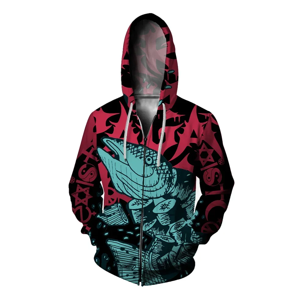 thumbnail image 1 of Sudaderas de otoño para hombre Sudadera con capucha para hombre Sudadera con capucha con estampado personalizado de pingüino Ropa Y2K Sudadera con capucha con estampado de ballena y pez espada Sudader, 1 of 5