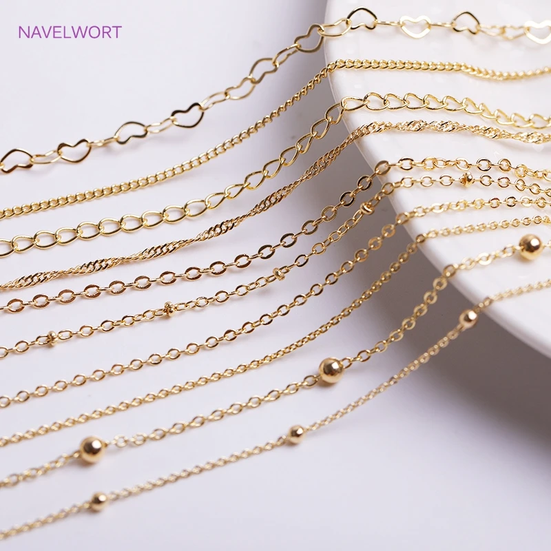 Wholesale Bulk Chain For Jewelry Making DIY Craft, Multi types Real Gold Plating Thin Chains For Making Jewelry 2 meters gold stainless steel curb chains for jewelry making diy bracelet necklace side link chain wholesale lots bulk